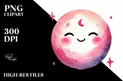 Smiling Pinkish Moon PNG Product Image 2