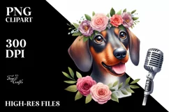 Watercolor Dachshund Big Eyes Pop Singer Head Wreath Product Image 1