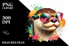 Otter Quirky Colorful Sunglasses Clipart Product Image 3