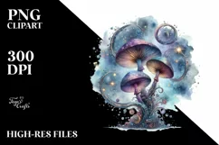 Shiny Mushroom Watercolor Splash PNG Product Image 3