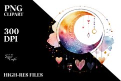 Colorful Moon with Hanging Hearts PNG Product Image 2