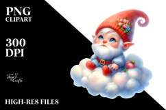 Cute Baby Gnome on Cloud, PNG Product Image 2