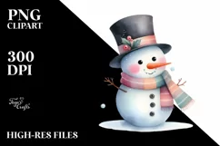 Pastel Snowman with Scarf PNG Product Image 2