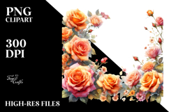 Horizontal Frame with Orange Roses | Clipart Product Image 2