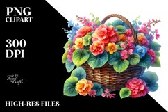Vibrant Colorful Watercolor Basket | Sublimation | Clipart Product Image 1