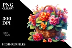 Colorful Basket with Begonia | Sublimation | Clipart Product Image 3
