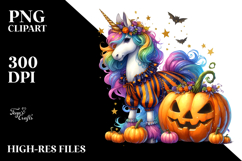 Simple Watercolor Drawing of Unicorn for Halloween, High-Res Product Image 2