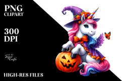 Unicorn Dressed for Halloween, Transparent PNG Product Image 2