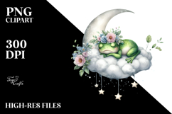 Whimsical Baby Frog Sleeping on Moon PNG Product Image 2