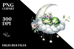 Whimsical Baby Frog Sleeping on Moon PNG Product Image 2