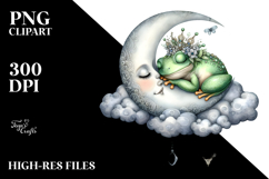 Whimsical Baby Frog Sleeping on Moon PNG Product Image 2