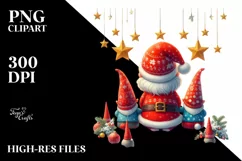 Vintage Santa with Gnomes, High-Res PNG Product Image 1