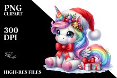 Colorful Baby Unicorn Equipped for Santa | Sublimation Product Image 3
