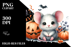 Vibrant Halloween Baby Mouse Scenery | Clipart Product Image 2