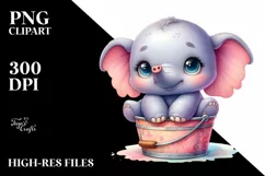 Colorful Baby Elephant Bucket | Sublimation | Clipart Product Image 3