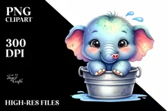 Colorful Baby Elephant Bucket | Sublimation | Clipart Product Image 1