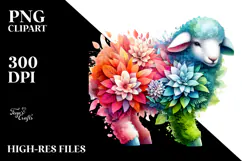 Vibrant Watercolor Lamb, Transparent PNG Product Image 2