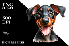 Baby Doberman Pinscher with Big Eyes PNG Product Image 2