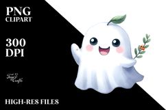 Funny Simple Cute Ghost, Watercolor PNG Product Image 2