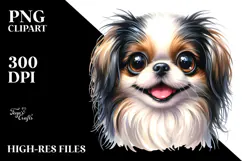Cute Watercolor Japanese Chin PNG Product Image 2