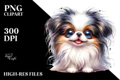 Cute Watercolor Japanese Chin PNG Product Image 2