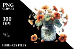 Colorful Jar with Nasturtium | Clipart Product Image 3