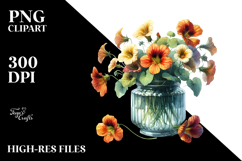 Colorful Jar with Nasturtium | Clipart Product Image 2