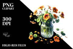 Colorful Jar with Nasturtium | Clipart Product Image 2