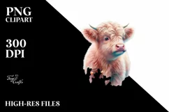 Baby Highland Cow Party Hat PNG Product Image 1