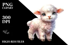 Digital Watercolor Baby Lamb, Transparent PNG Product Image 2