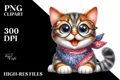 Cat Sitting with Bandana and Fancy es | Sublimation | Product Image 1