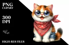 Cat Sitting with Bandana and Fancy es | Sublimation | Product Image 1