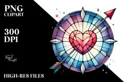 Watercolor Stained Hearth with Arrow PNG Product Image 2