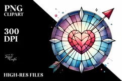 Watercolor Stained Hearth with Arrow PNG Product Image 2
