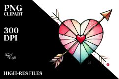 Watercolor Stained Hearth with Arrow PNG Product Image 2