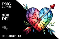 Watercolor Stained Hearth with Arrow PNG Product Image 2
