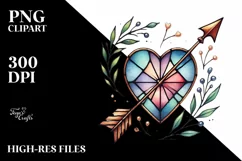 Watercolor Stained Hearth with Arrow PNG Product Image 2