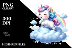 Baby Unicorn Cloud Watercolor Sublimation Product Image 2