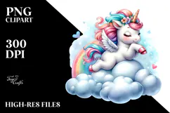 Baby Unicorn Cloud Watercolor Sublimation Product Image 2