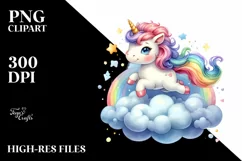 Baby Unicorn Cloud Watercolor Sublimation Product Image 1