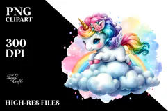 Baby Unicorn Cloud Watercolor Sublimation Product Image 2