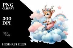 Baby Elk Cloud Watercolor Sublimation Product Image 1
