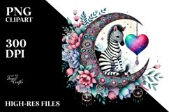 Adorned Zebra on Moon PNG Product Image 2