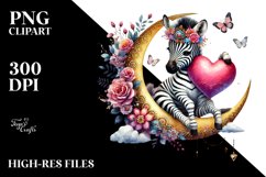 Adorned Zebra on Moon PNG Product Image 2