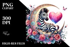 Adorned Zebra on Moon PNG Product Image 2