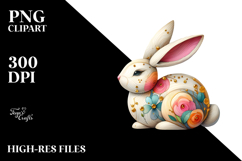 Colorful Bunny with Golden Wood PNG Product Image 2
