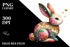Colorful Bunny with Golden Wood PNG Product Image 2