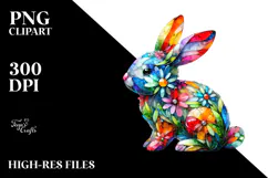 Colorful Bunny Made of on Splashy Background PNG Product Image 2