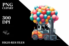 Vintage Excavator Watercolor PNG Product Image 3