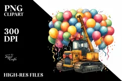 Vintage Excavator Watercolor PNG Product Image 3